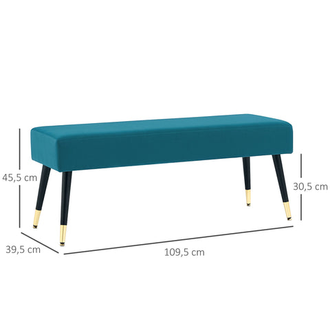 Rootz Padded Velvet Bench - Upholstered Seating - Elegant Bank - Optimal Comfort - 109.5cm x 39.5cm x 45.5cm