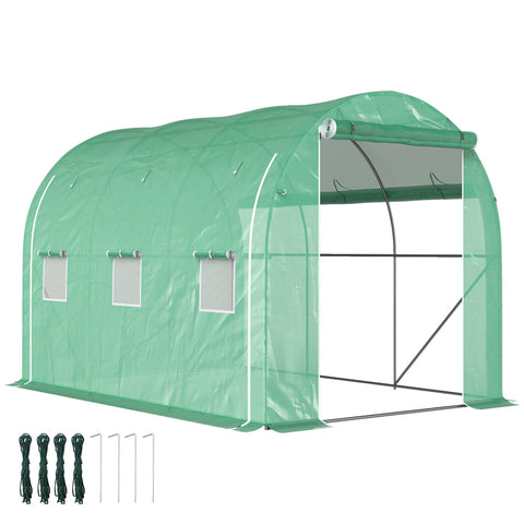 Rootz Garden Tunnel Greenhouse - Plant Shelter, Weather Protection - 1 Door + 2 Roll-up Walls - 296cm x 196cm x 200cm