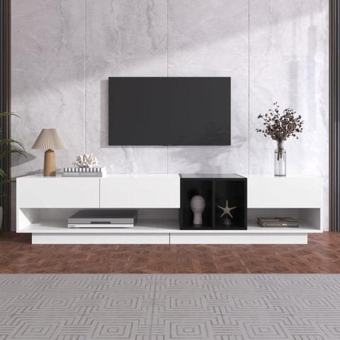 Rootz High-Gloss TV Cabinet - Media Console - Entertainment Unit - Ample Storage - 190L x 40W x 42H cm
