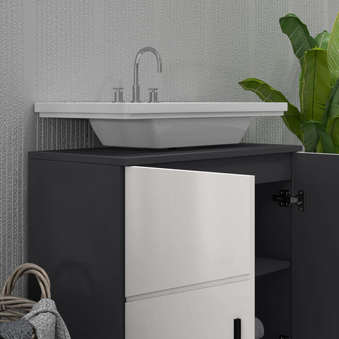 Rootz Bathroom Dresser - Wash Basin Unit - Bathroom Cabinet - Extra Storage - Grey - 60cm x 30cm x 60cm