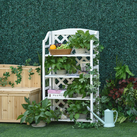 Rootz Floral Shelf Plant Stand - Flower Display - Garden Stand - Adjustable Shelves - Pre-Oiled Fir Wood - 67cm x 33cm x 123cm