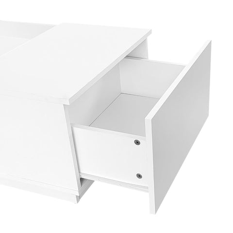 Rootz Modern Coffee Table - White Centerpiece - LED Accent Table - App-Controlled Lighting - 100cm x 50cm x 35.5cm