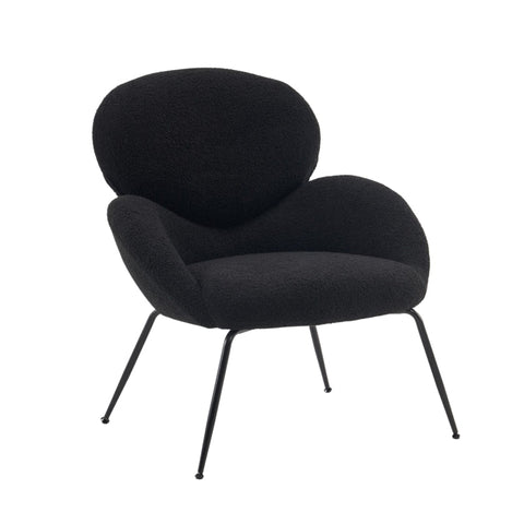 Rootz Teddy Velvet Dressing Chair - Velvet Accent Chair - Upholstered Seating - Comfortable High-Density Foam - 74.1cm x 77.9cm x 81cm, Black