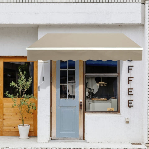 Rootz Folding Arm Awning - Adjustable Clamp Awning - Patio Awning - Sun Protection - Easy Operation - Weather-Resistant - 395cm x 300cm - Beige