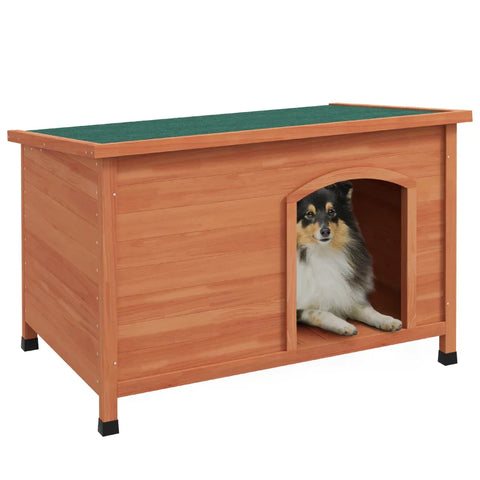 Rootz Dog Houses - Houten hondenkennel - Functioneel hondenhok - Verdeeld in 3 delen - Sparrenhouten frame - Oranje - 100L x 65,5W x 68H cm