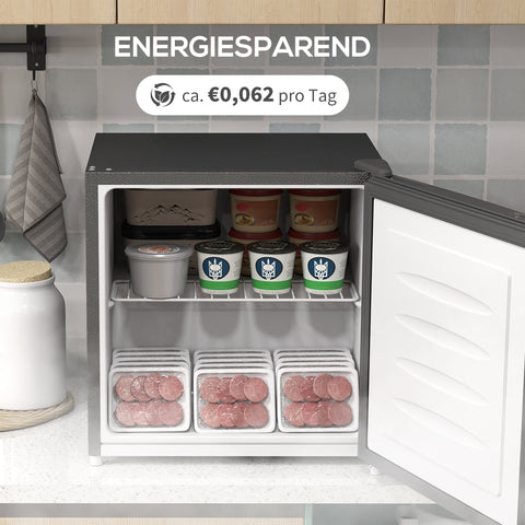 Rootz Compact Mini Freezer - Grey Freezer Box - Small Chest Freezer - Energy Efficient R600A Compressor - 47cm x 44.2cm x 48.8cm