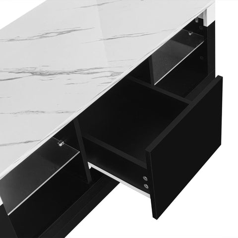 Rootz Coffee Table - Marble Table - Modern Living Room Table - LED Lighting - 100L x 50W x 42H cm