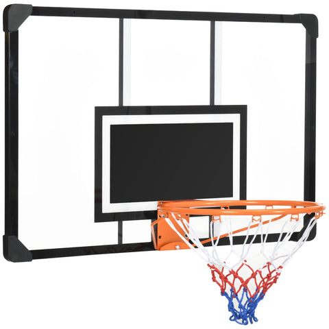 Rootz Wall Basketball Basket - Hoop - Backboard - Weather-Resistant Steel Frame - 113cm x 61cm x 73cm - Black/ Orange