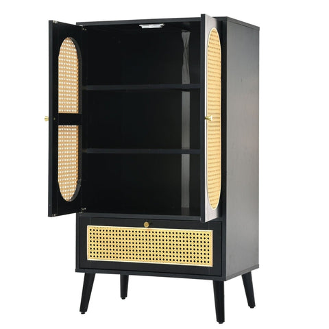 Rootz Elegant Black Sideboard - Storage Cabinet - Versatile Furniture - Height-Adjustable Legs - 60L x 40W x 110.5H cm