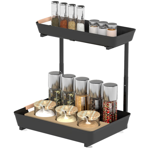 Rootz Height Adjustable Kitchen Shelf - Coffee Bar Organizer - Space-Saving Storage Solutions - Holds Up to 6kg - 40cm x 30cm x 33.5-42cm