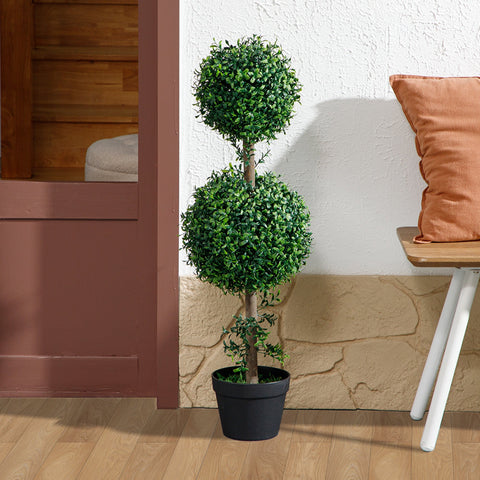 Rootz 2-Set Artificial Busic Plants - Faux Greenery - UV-Protected Topiary - Year-Round Beauty - Total Height 91.6cm, Pot Ø18 x 14h cm