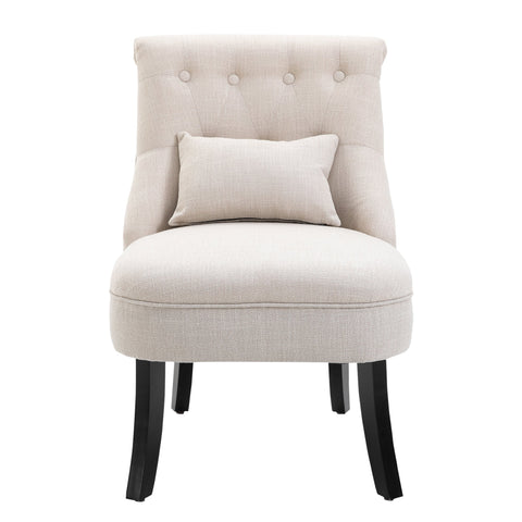 Rootz Soft Upholstered Armchair - Reading Chair - Resting Chair - Back Support - 52.5 x 69 x 77 cm -  White Linen-Look Fabric