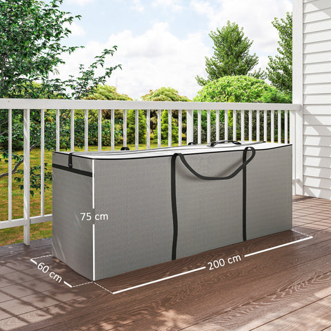 Rootz Garden Cushion Storage Bag - Support Bag - Protective Cover - Waterproof & UV Resistant - 200x60x75 cm - Grey