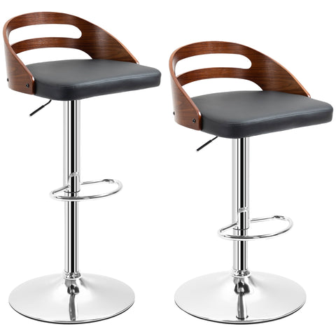 Rootz Set of 2 Bar Stools - High Chairs - Swivel Stools - Ergonomic Comfort - 46.5L x 44.5W x 79-100H cm
