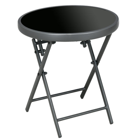 Rootz Foldable Outdoor Side Table - Folding Table - Compact Table - Weatherproof - Ø45 x 50cm - Black