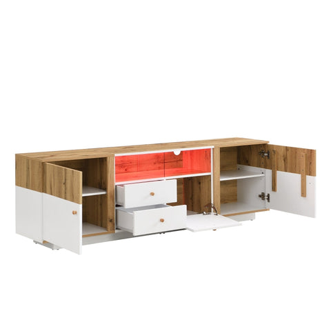 Rootz TV Cabinet - Entertainment Unit - Media Console - Spacious Storage - 180L x 35W x 50H cm