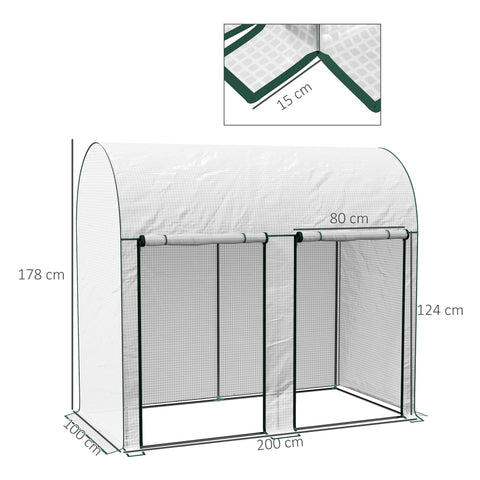 Rootz Garden Greenhouse - Plant Shelter - UV Resistant Outdoor Tent - Promotes Growth - 2m² - 200L x 100W x 178H cm - 2 Zip Doors