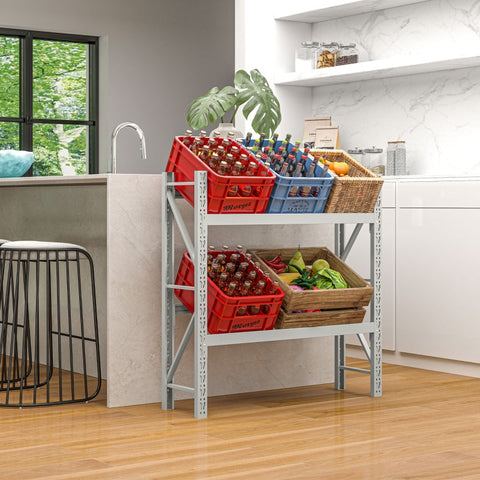 Rootz Beverage Crate Organizer - Drink Crate Stand - Drink Storage Rack - Space-Saving - Sturdy Steel - 110cm x 30cm x 110cm
