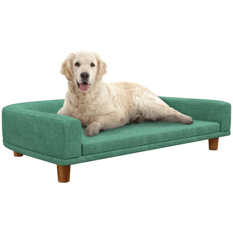 Rootz Dog Bed - Thick Cushion - Dog Sofa - Elegant Design - Pet Sofa - Eucolyptus - Polyester-MDF - Green - 68L x 68W x 35H cm