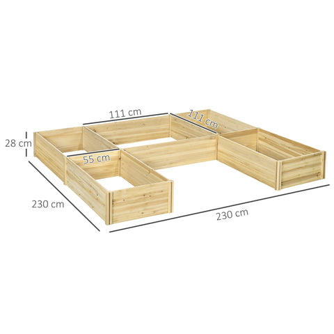 Rootz Modular Flower Bed Set - Raised Planter - Spruce Wood Boxes - Boosts Root Growth - 230l x 230b x 28h cm