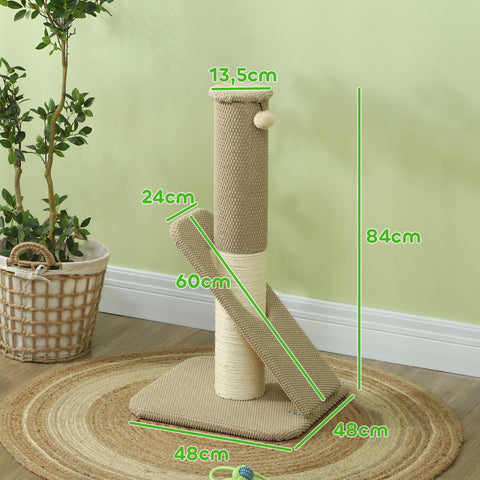 Rootz Cat Scratching Post - Activity Center - Furniture Protector - Solid Chipboard - 48cm x 48cm x 84cm
