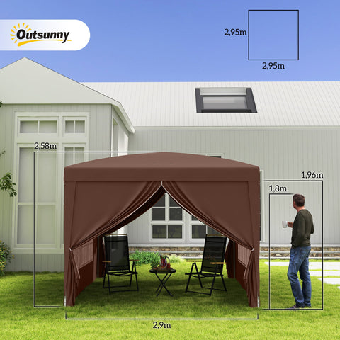 Rootz 3x3m Gazebo Tent - Pavilion - Marquee - UV Protection - Steel Frame - Fits Easy Setup - 2.95m x 2.95m x 2.58m