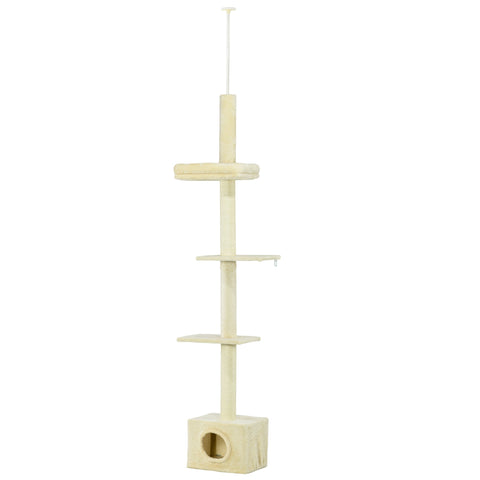 Rootz Scratching Tree Sisal Stem - Cat Tower - Activity Playhouse - Height Adjustable - 4 Levels - 40b x 31t x 230-260H cm