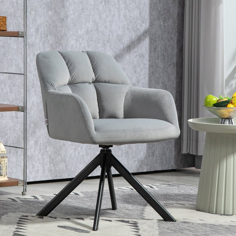 Rootz Swivel Reading Chair - Armchair - Relaxation Chair - 360° Rotation - Velvet Fabric - 58.5cm x 59cm x 78.5cm