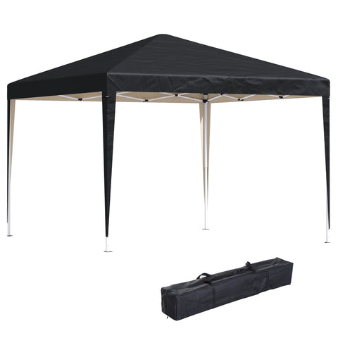 Rootz Pavilion Pop-Up Folding Pavilion - Garden Tent - Party Tent - UV Protection - 2.95m x 2.95m x 2.55m Steel+Oxford Fabric Black