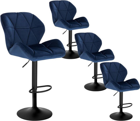 Rootz Bar Stool - Adjustable Bar Chair - Swivel Counter Stool - Ergonomic Design - Durable Construction - Stylish Velvet Seating - 94cm-116cm x 50cm x 40cm