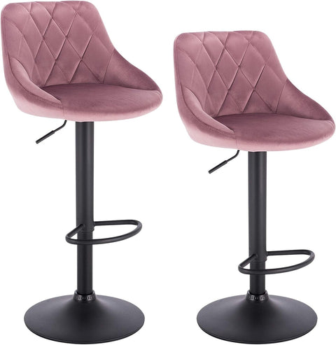 Rootz Velvet Bar Stools - Counter Stools - Adjustable Swivel Chairs - Comfortable, Ergonomic, Easy to Clean - 35cm x 38cm x 84-106cm
