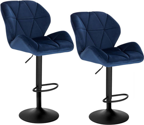 Rootz Velvet Bar Stool - Counter Stool - Adjustable Bar Chair - Ergonomic Design - Durable Construction - Non-Slip Base - 50cm x 40cm x 94-116cm