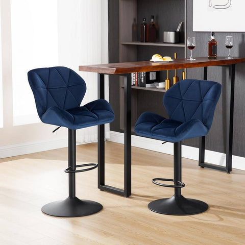 Rootz Bar Stool - Adjustable Bar Chair - Swivel Counter Stool - Ergonomic Design - Durable Construction - Stylish Velvet Seating - 94cm-116cm x 50cm x 40cm