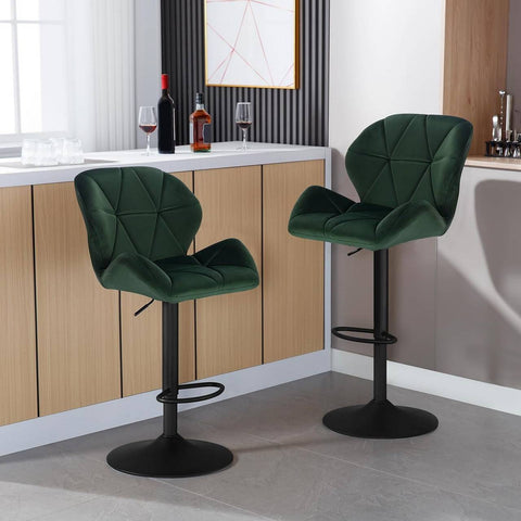 Rootz Bar Stool - Adjustable Counter Chair - Swivel Barstool - Ergonomic Design, Sturdy Construction, Easy Assembly - Velvet & Metal - 94cm-116cm x 50cm x 40cm