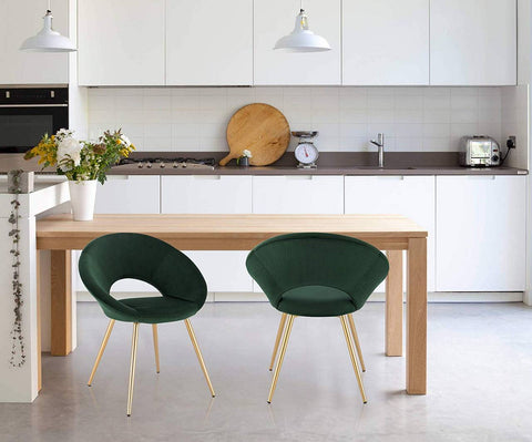 Rootz Velvet Dining Chair - Elegant Chair - Comfortable Seating - Ergonomic Design, Stylish & Versatile, Durable & Stable - Gold-Coated Metal Legs - 78cm x 35cm x 45cm