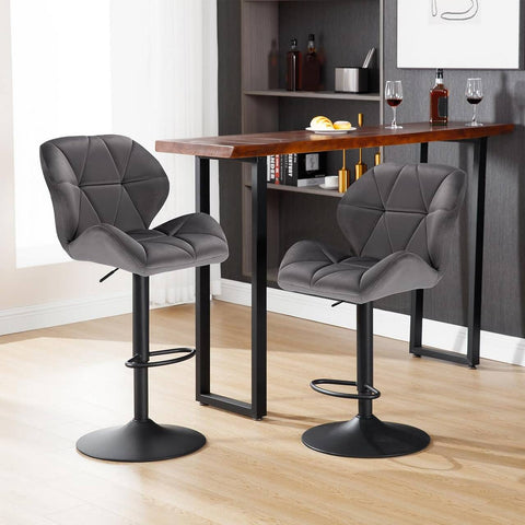 Rootz Bar Stool - Adjustable Barstool - Swivel Stool - Comfortable, Durable, Safe - Velvet Seat - 94cm-116cm x 50cm x 40cm
