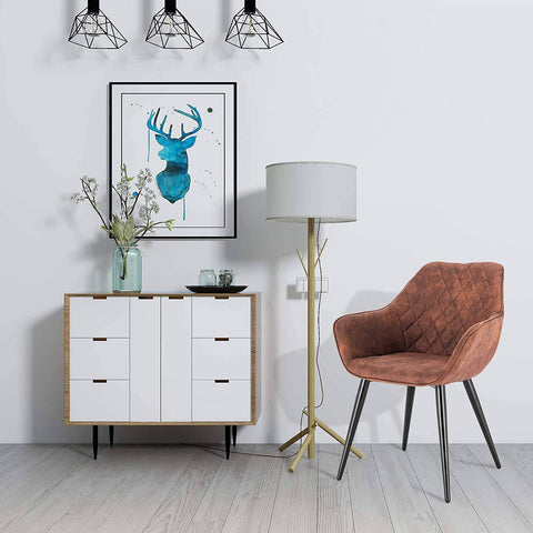 Rootz Modern Dining Chair - Ergonomic Chair - Stylish Seating - Comfortable Design - Durable Build - Adjustable Stability - Fabric and Metal - 84cm x 41cm x 45cm