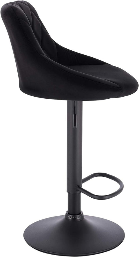 Rootz Set of 2 Bar Stools - Velvet Counter Chairs - Adjustable & Swivel Stools - Comfortable, Stable, Durable - 35cm x 38cm Seat, Height 60cm-82cm
