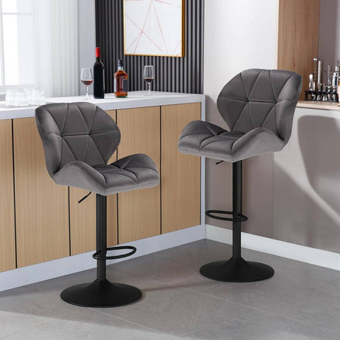 Rootz Bar Stool - Adjustable Barstool - Swivel Stool - Comfortable, Durable, Safe - Velvet Seat - 94cm-116cm x 50cm x 40cm