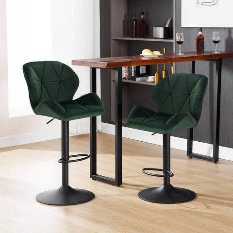 Rootz Bar Stool - Adjustable Counter Chair - Swivel Barstool - Ergonomic Design, Sturdy Construction, Easy Assembly - Velvet & Metal - 94cm-116cm x 50cm x 40cm