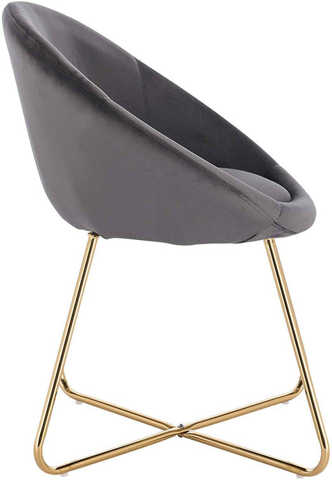 Rootz Set of 2 Dining Chairs - Velvet Upholstered Seats - Gold-Plated Metal Legs - Comfortable, Durable, Floor-Safe - 76cm x 36cm x 40cm