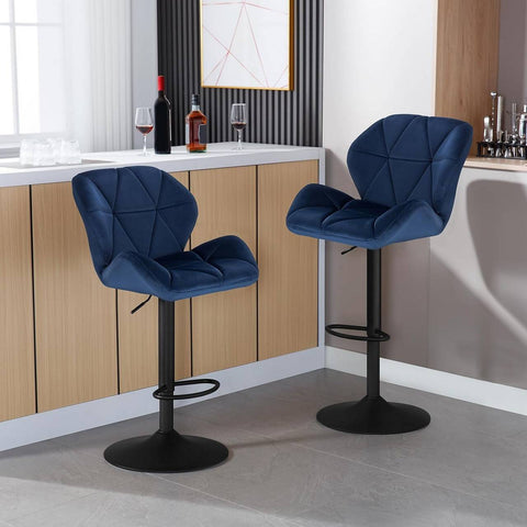 Rootz Bar Stool - Adjustable Bar Chair - Swivel Counter Stool - Ergonomic Design - Durable Construction - Stylish Velvet Seating - 94cm-116cm x 50cm x 40cm