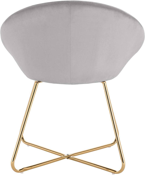 Rootz Set of 2 Dining Chairs - Velvet Dining Seats - Gold-Plated Crossed Legs - Comfortable & Soft, Sturdy & Durable, Floor Protection - Light Gray - 76cm x 36cm x 40cm