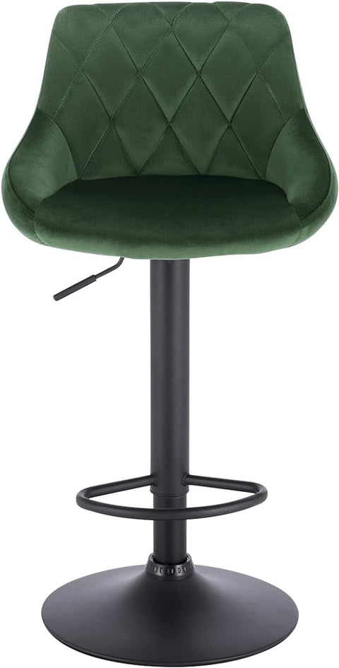 Rootz Set of 2 Bar Stools - Counter Stools - Swivel Chairs - Velvet Upholstery - Adjustable Height - Rotatable Seat - Comfortable & Sturdy - 35cm x 38cm x 84-106cm