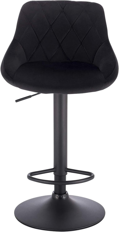 Rootz Set of 2 Bar Stools - Velvet Counter Chairs - Adjustable & Swivel Stools - Comfortable, Stable, Durable - 35cm x 38cm Seat, Height 60cm-82cm
