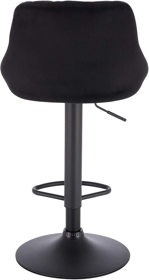 Rootz Set of 2 Bar Stools - Velvet Counter Chairs - Adjustable & Swivel Stools - Comfortable, Stable, Durable - 35cm x 38cm Seat, Height 60cm-82cm