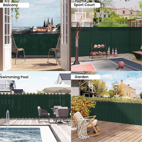 Rootz Weatherproof Garden Fence - Privacy Screen - Sunshade Mesh - UV Protection - HDPE Fabric - 180 g/m² - Green - 1.5m x 6m