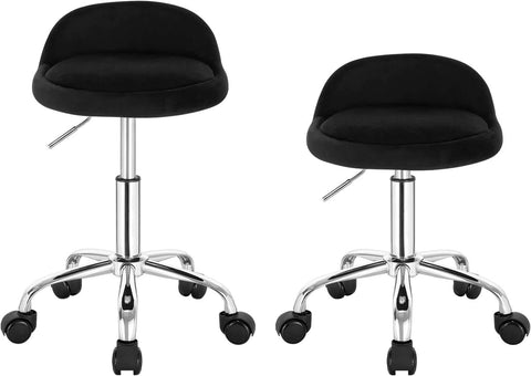 Rootz Adjustable Velvet Office Stool - Desk Chair - Swivel Stool - Stylish, Comfortable, Ergonomic - Height 53-65.5cm - Seat 30x30cm