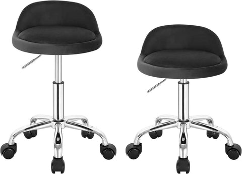 Rootz Adjustable Velvet Office Stool - Desk Chair - Swivel Stool - Stylish, Comfortable, Ergonomic - Height 53-65.5cm, Seat 30x30cm, Base 44cm