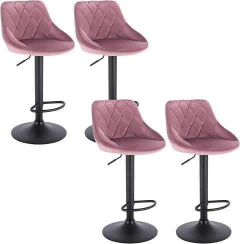 Rootz Velvet Bar Stools - Adjustable Counter Chairs - Swivel Barstools - Luxurious Comfort - Sturdy Design - Versatile Use - 84cm-106cm x 35cm x 38cm